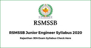 RSMSSB Junior Engineer JE Recruitment 2020
